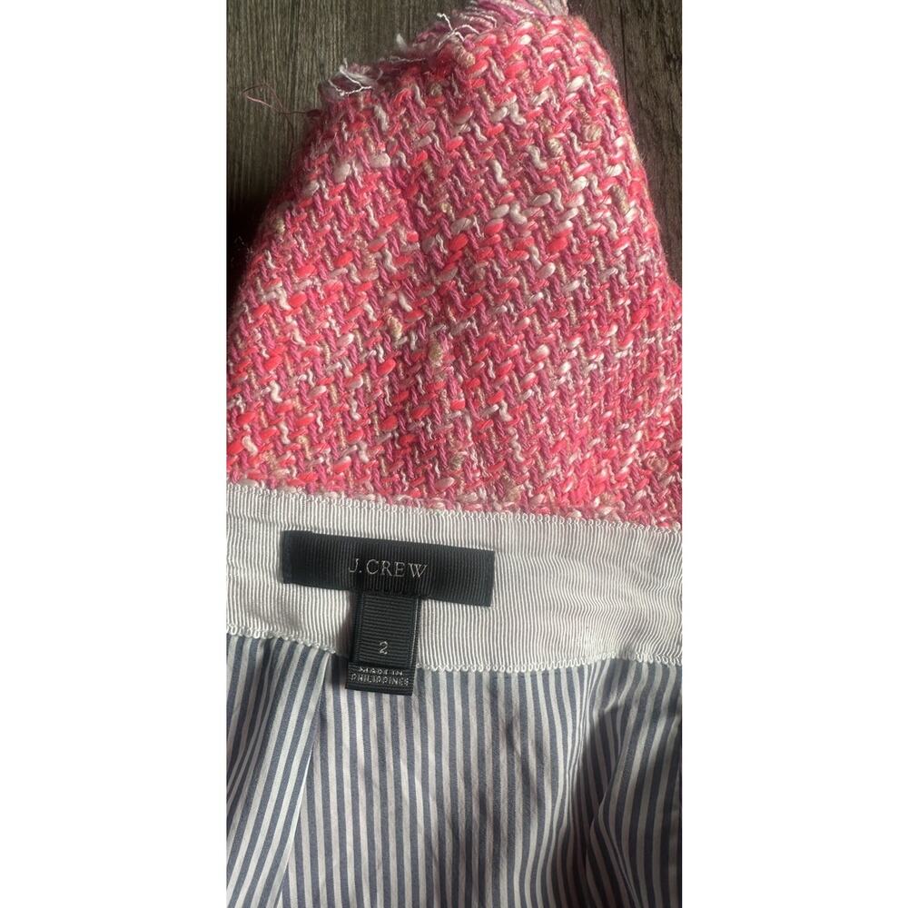 J.Crew Womens Tweed Pencil Skirt Pink Back Zip Frayed Hem Work Casual 2P PETITES - Picture 5 of 15